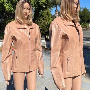 Wilsons Leather Zipper Tailored Salmon Pink Womens Jacket